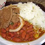 Rice With Beans and Local Meat